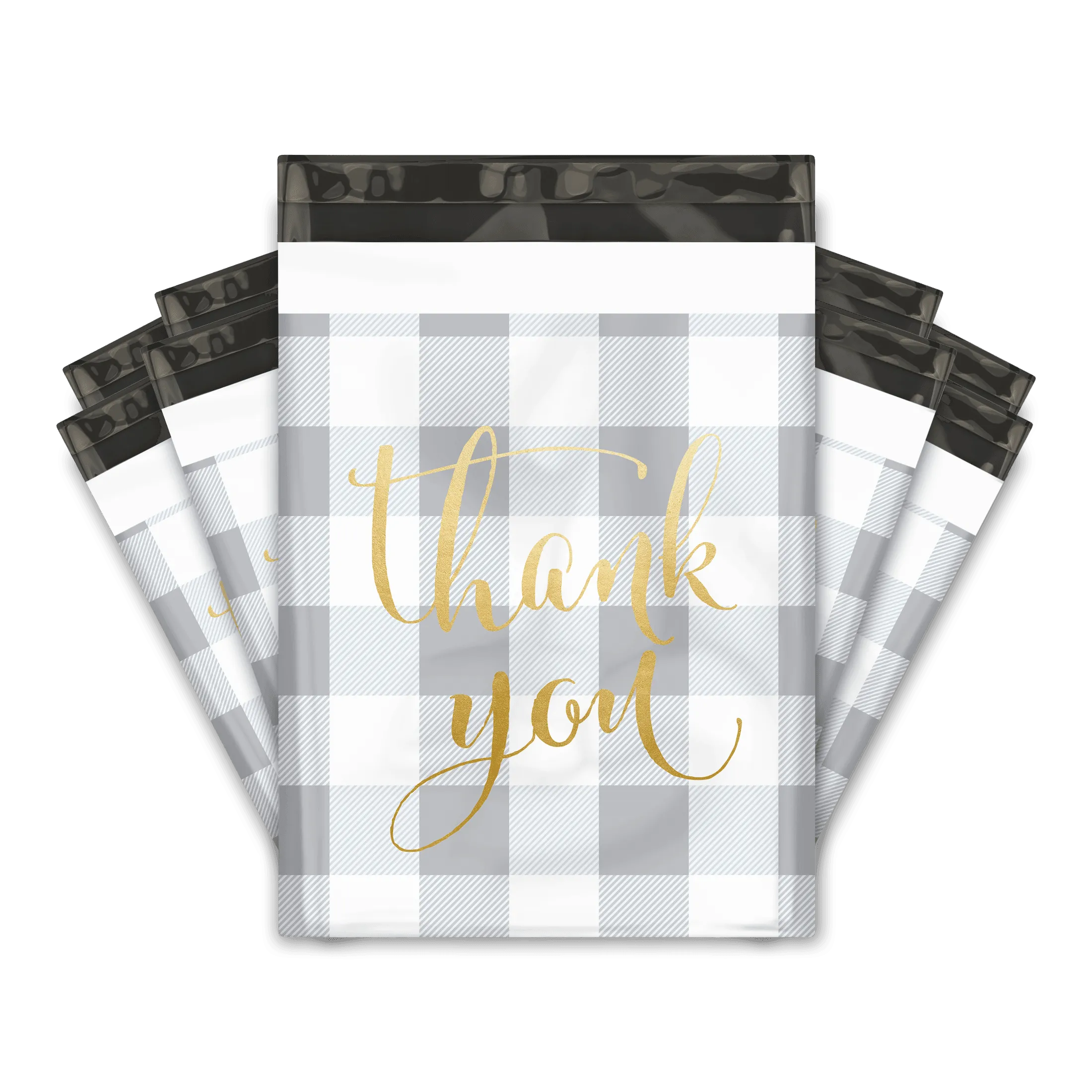 10x13 Buffalo Check Thank You Designer Poly Mailers Shipping Envelopes Premium Printed Bags