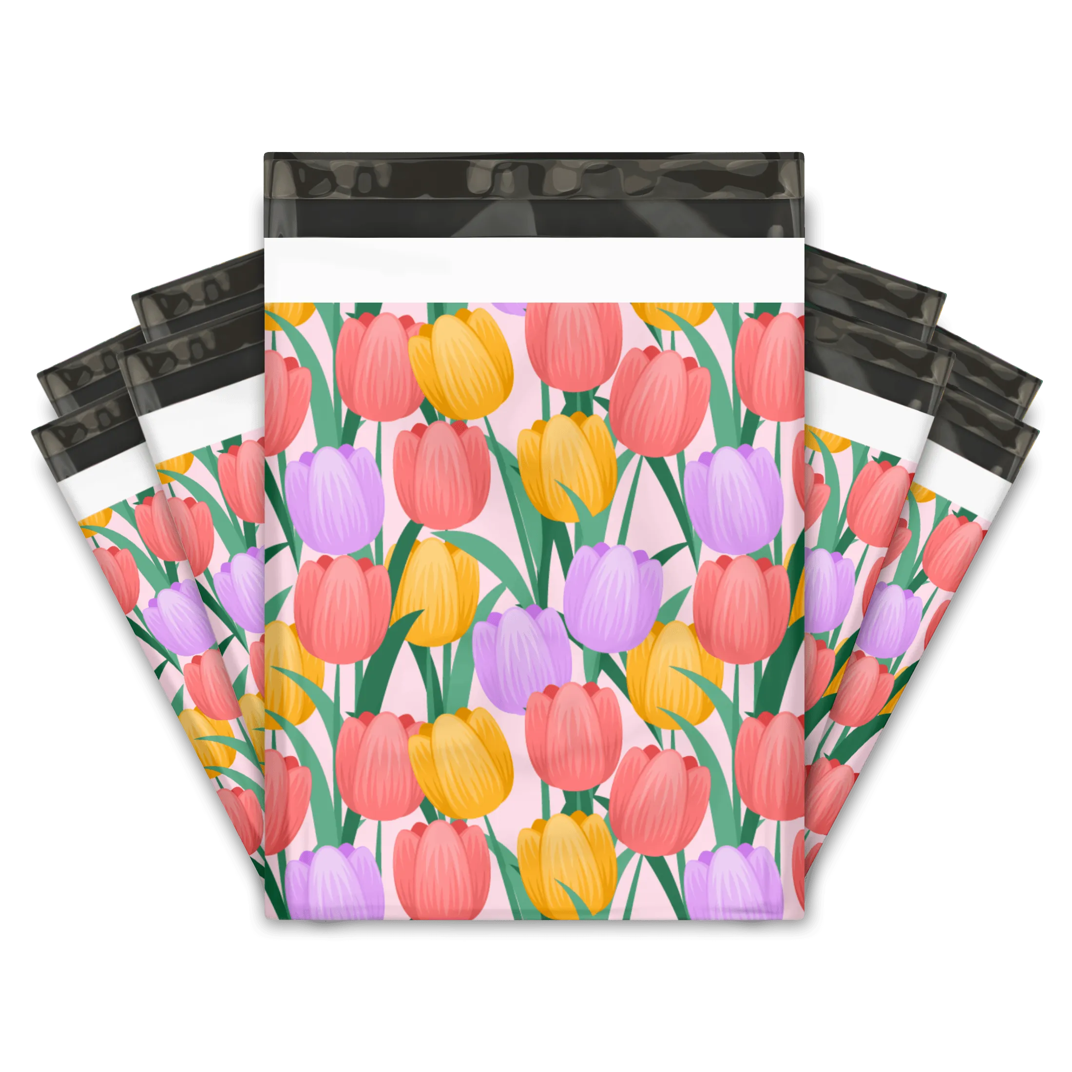 10x13 Trendy Tulips Designer Poly Mailers Shipping Envelopes Premium Printed Bags