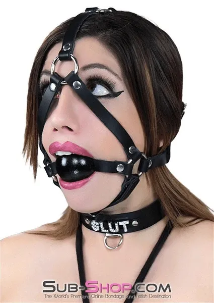 6844A      SLUT Rhinestone Collar, Black Leather