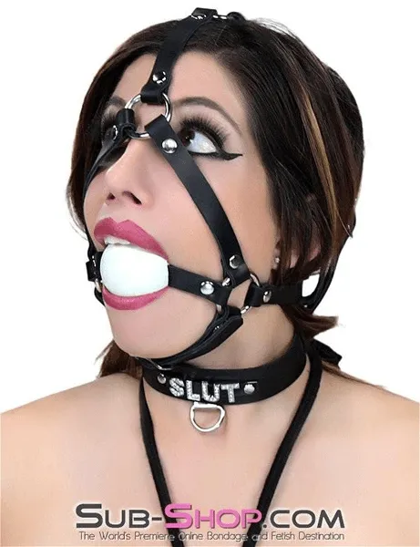 6844A      SLUT Rhinestone Collar, Black Leather