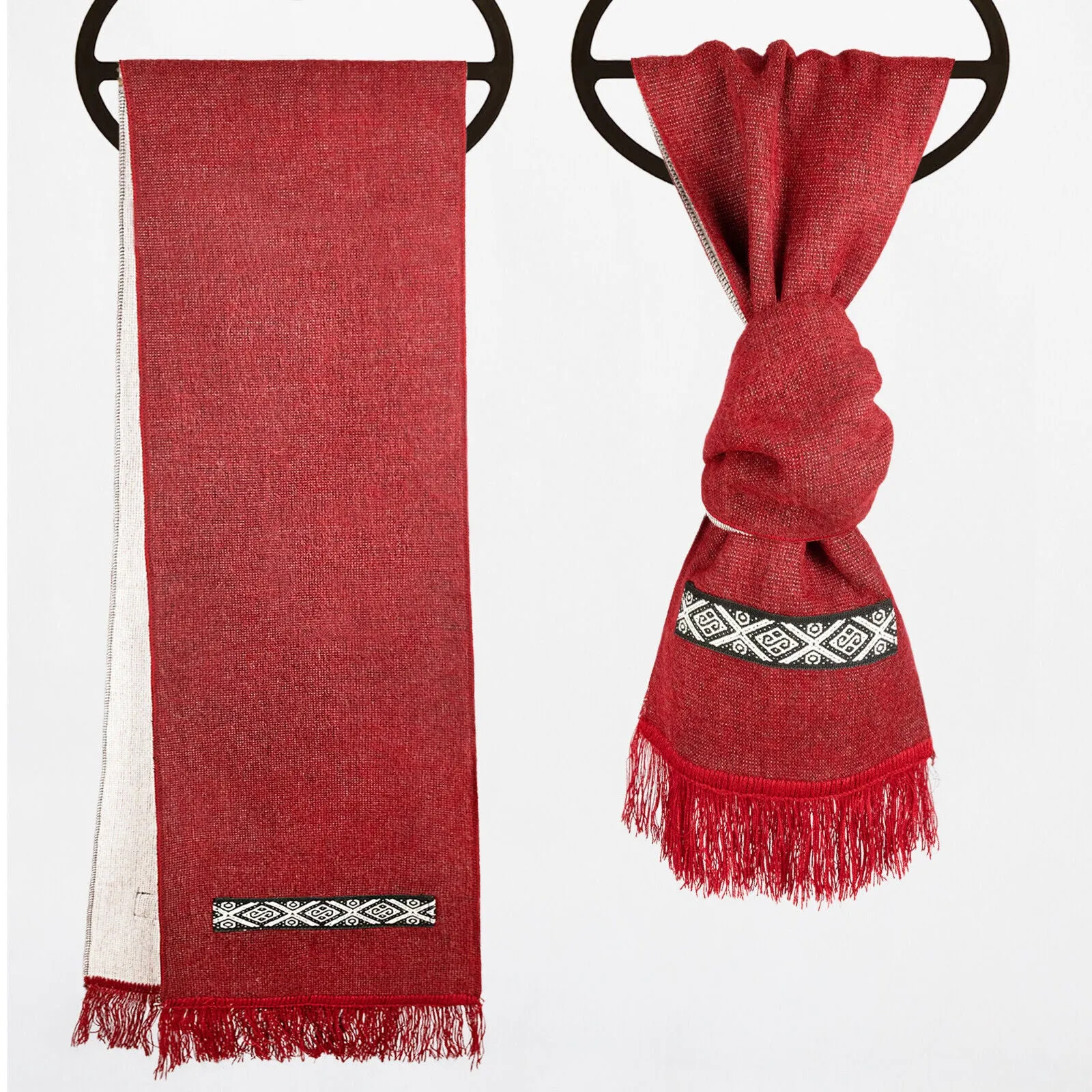 Alpaca Wool Scarves - Dual-Tone, Brushed Finish, Embroidery - Andean Elegance