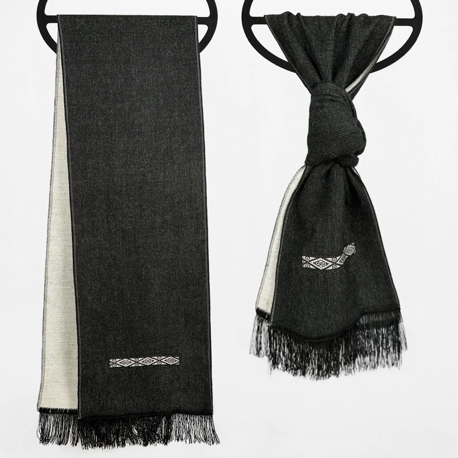 Alpaca Wool Scarves - Dual-Tone, Brushed Finish, Embroidery - Andean Elegance