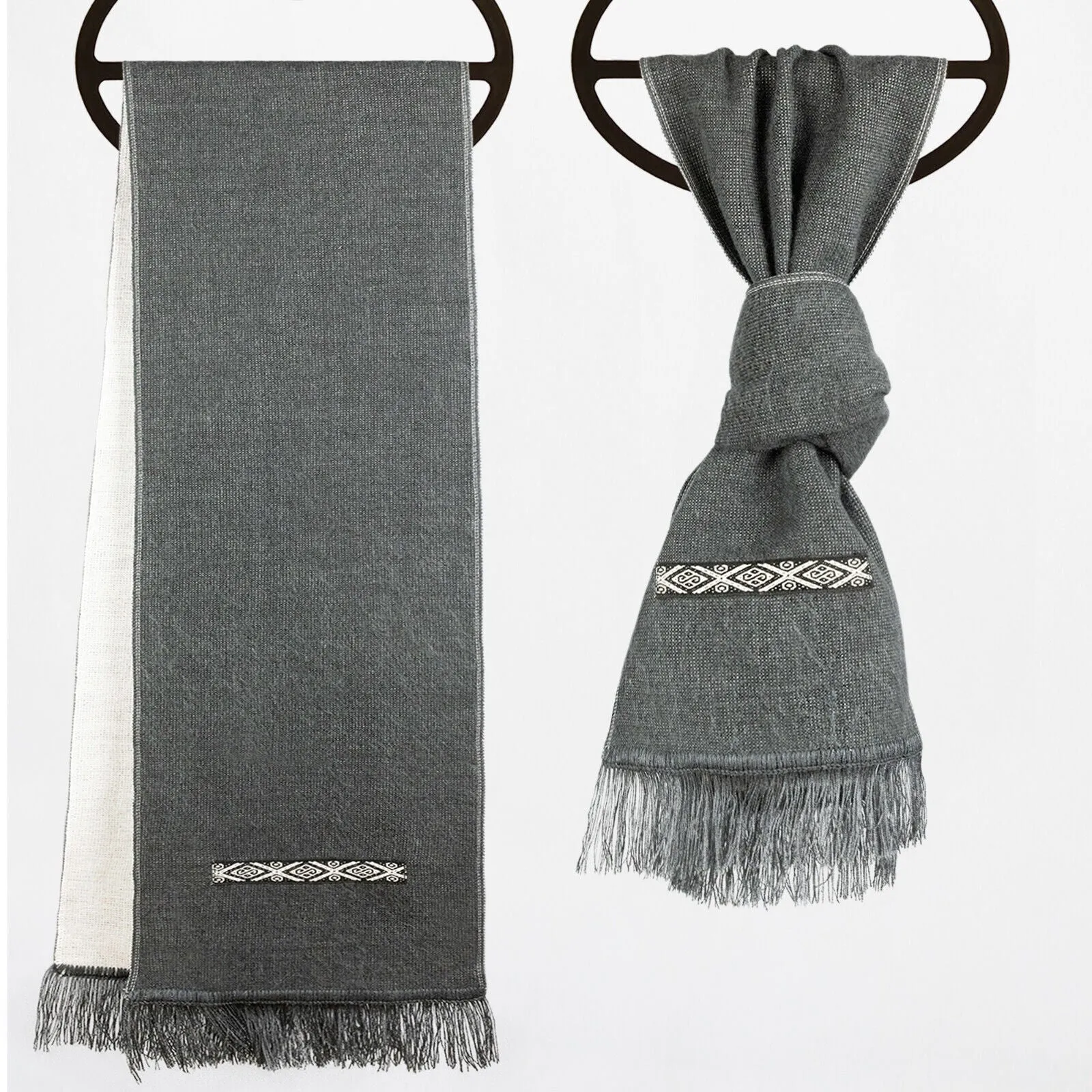 Alpaca Wool Scarves - Dual-Tone, Brushed Finish, Embroidery - Andean Elegance