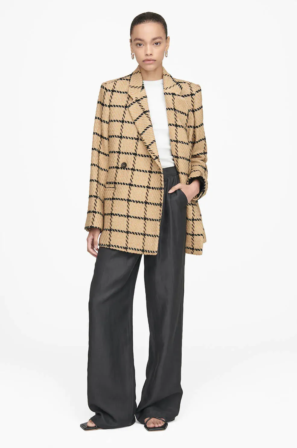 Anine Bing - Kaia Blazer in Camel Check