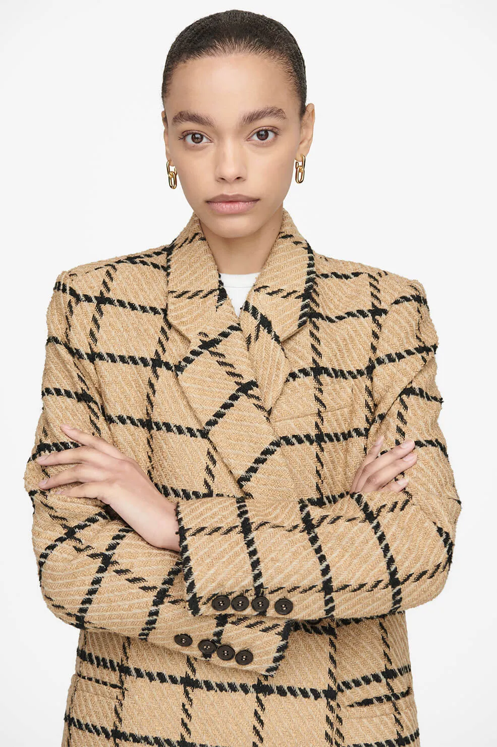 Anine Bing - Kaia Blazer in Camel Check