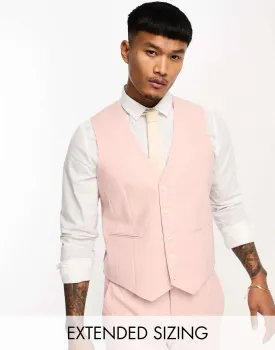 ASOS Super Slim Linen Vest in Pastel Pink