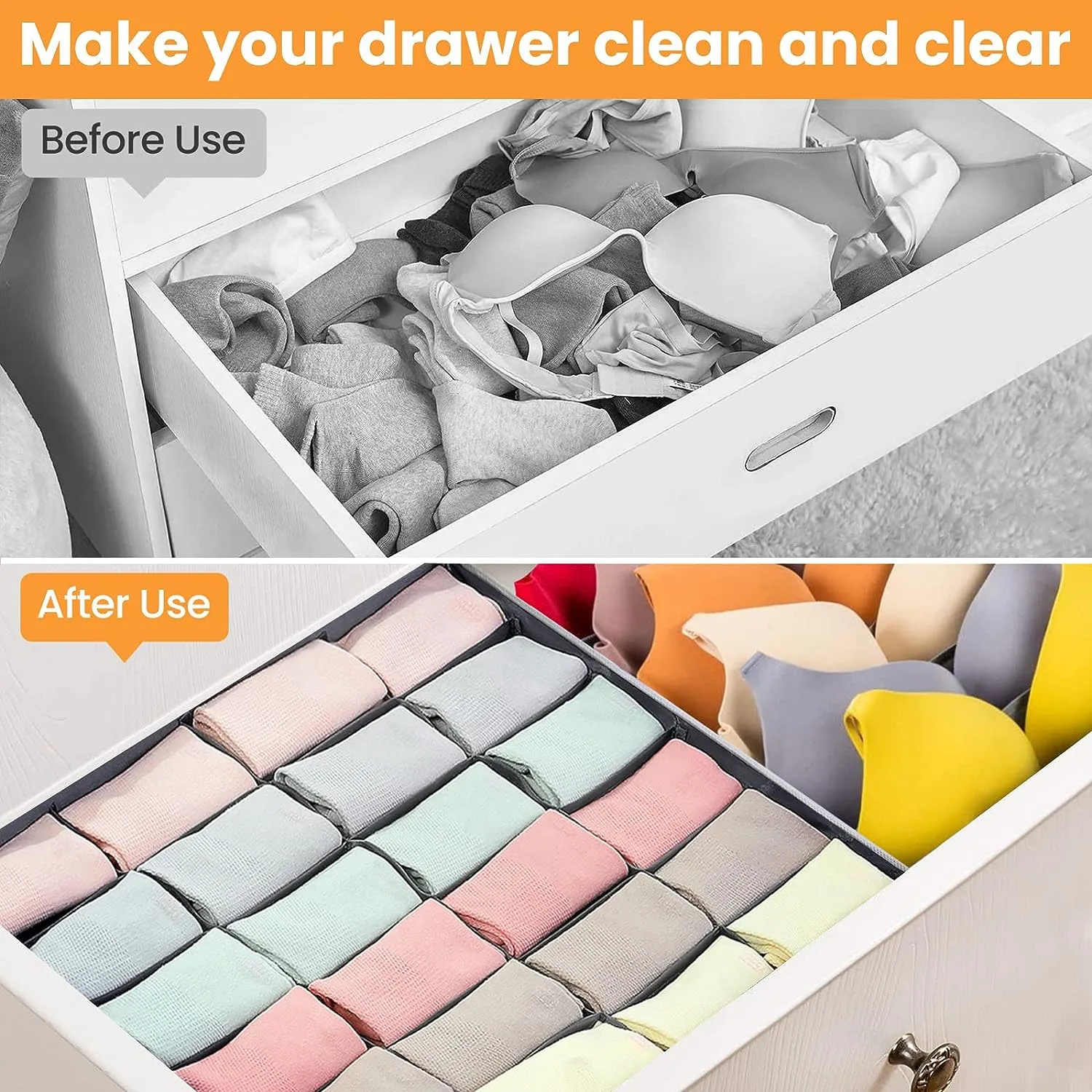 Blushbees® 8-Pack Underwear Drawer Organizer with 90 Cells