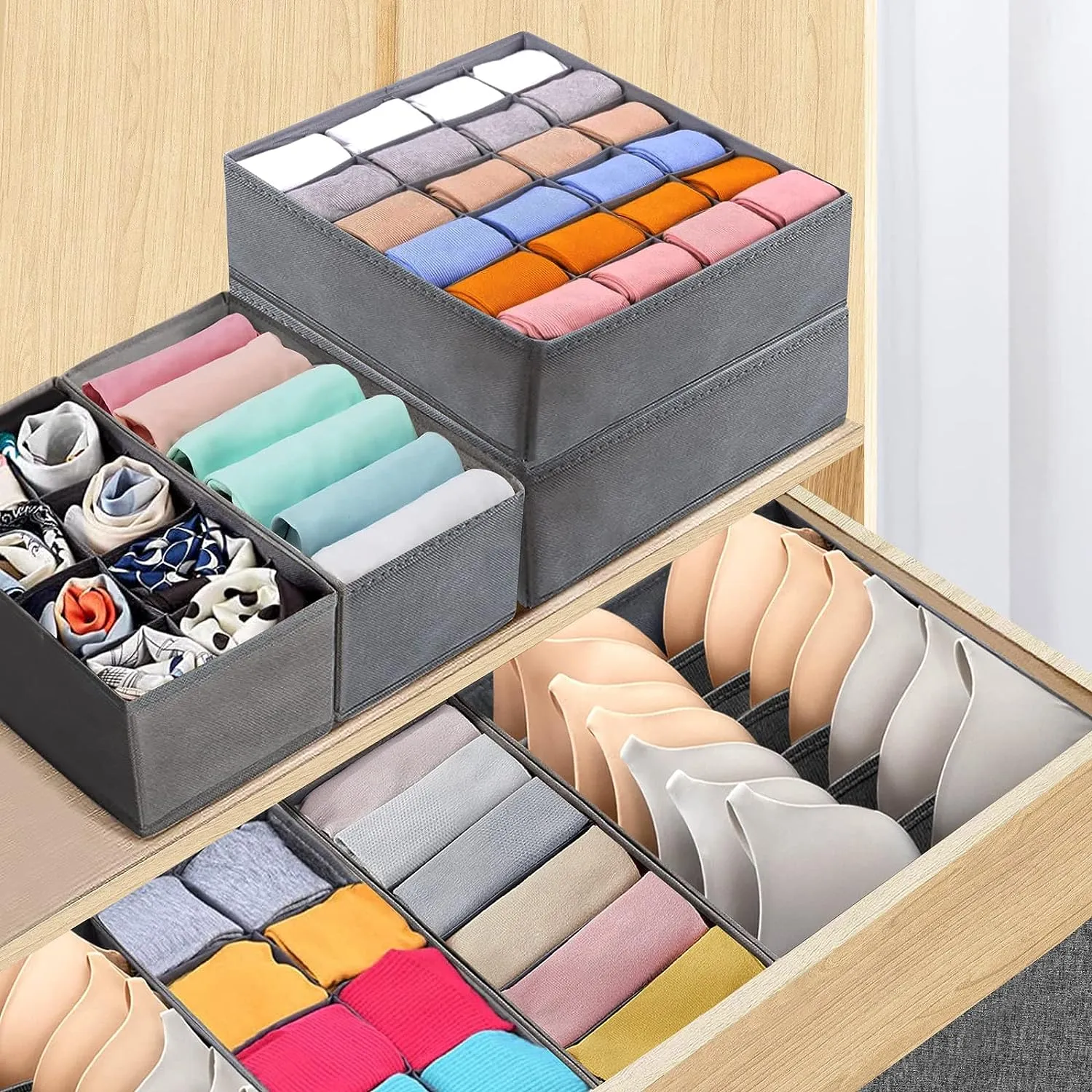 Blushbees® 8-Pack Underwear Drawer Organizer with 90 Cells