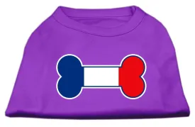 Bone Shaped France Flag Screen Print Shirts Purple XL (16)