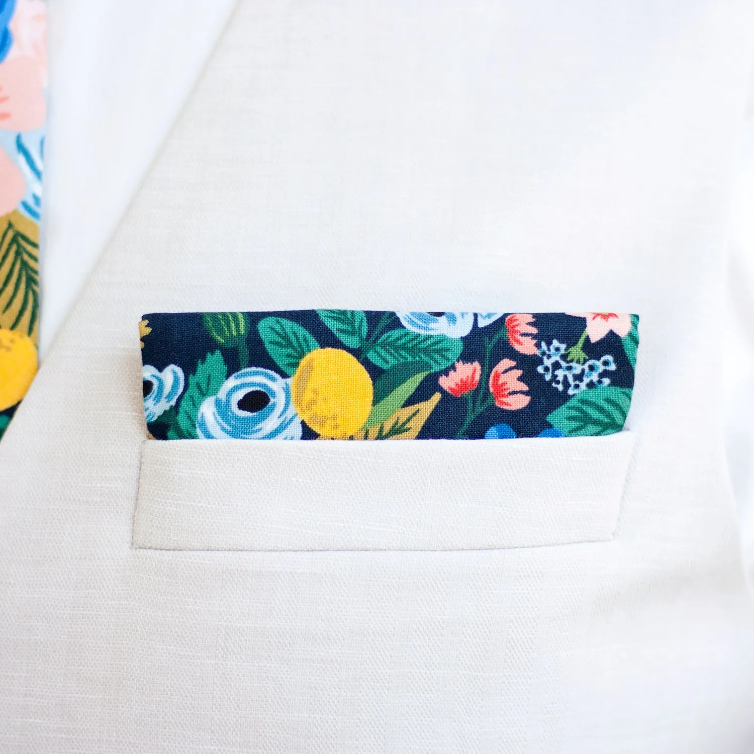 Boy's Pocket Square / Garden Party In Navy