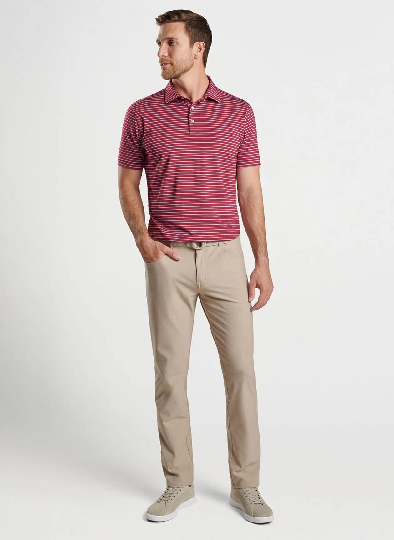 Brevard Performance Flannel Five-Pocket Pant in Khaki by Peter Millar