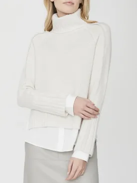 Brochu Walker - Jolie Fringe Layered Looker Turtleneck Sweater in Linen with White