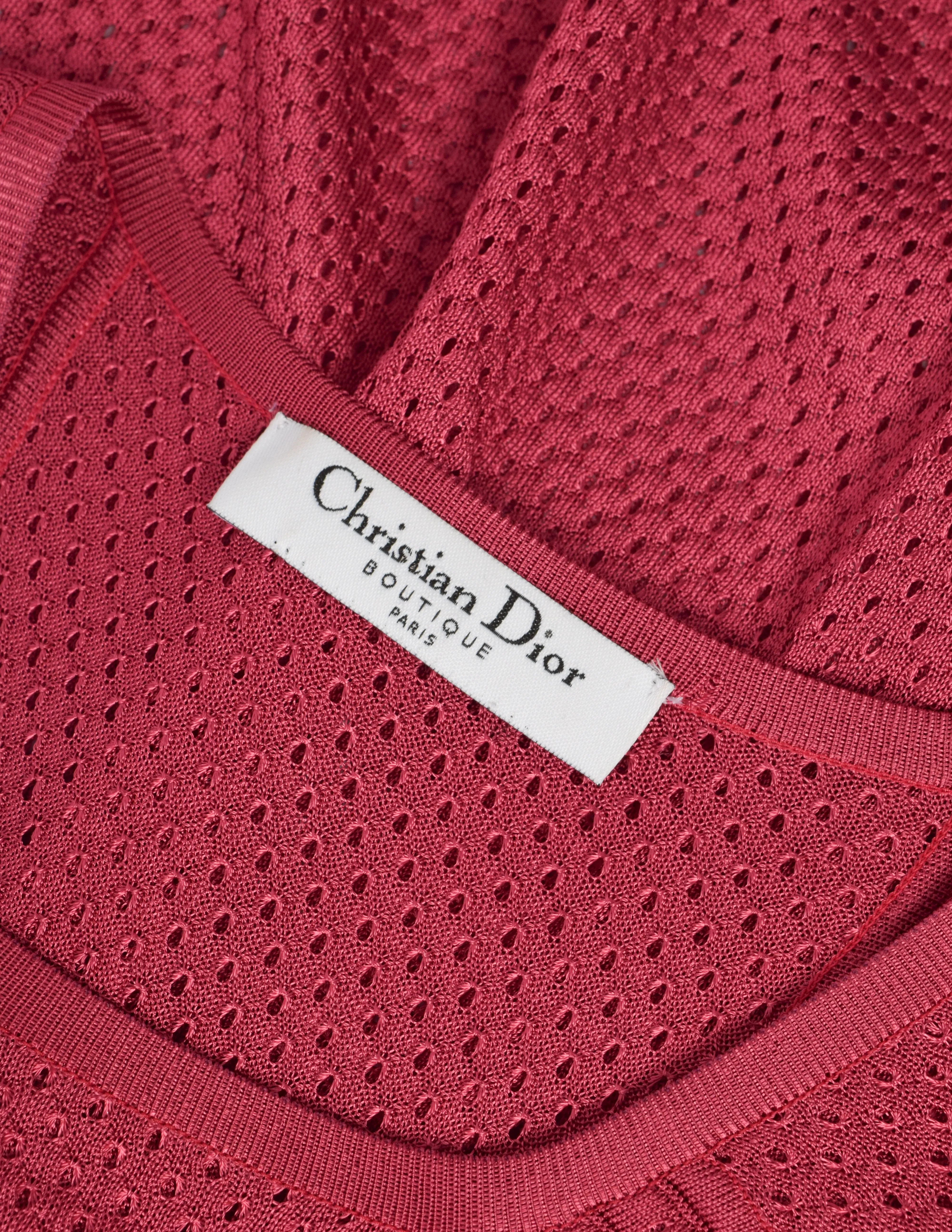 Christian Dior by John Galliano Vintage Raspberry Sport Mesh Top