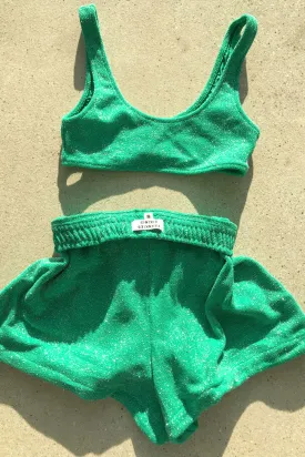 Coco Sparkle Terry Shorts - Mistletoe Green