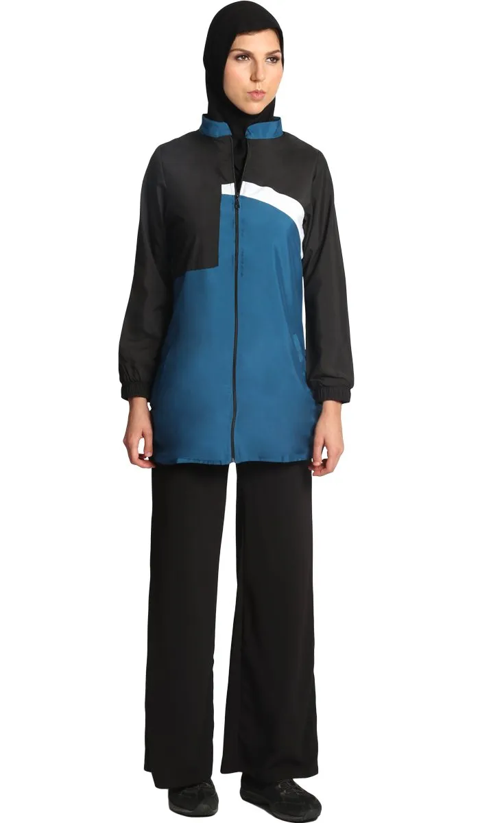 Elian Long Modest Sport Jacket - Blue/Black - FINAL SALE