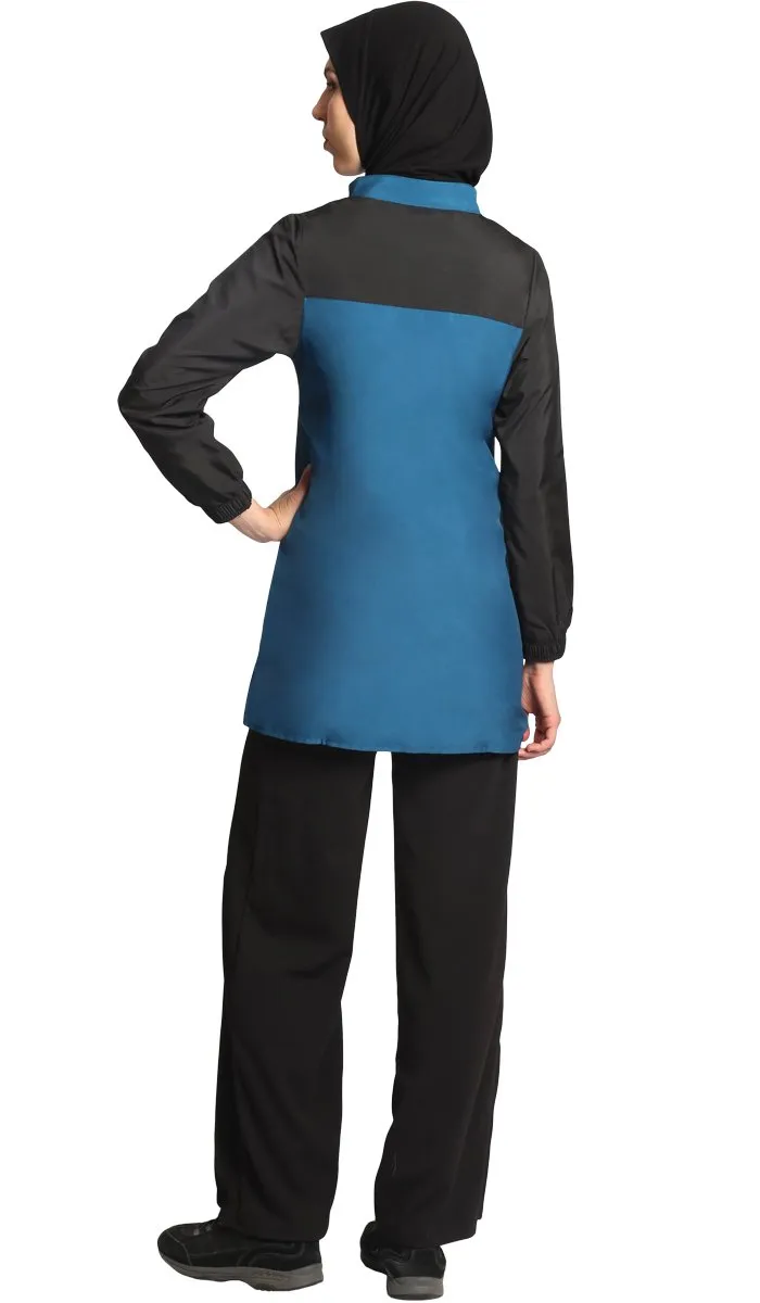 Elian Long Modest Sport Jacket - Blue/Black - FINAL SALE