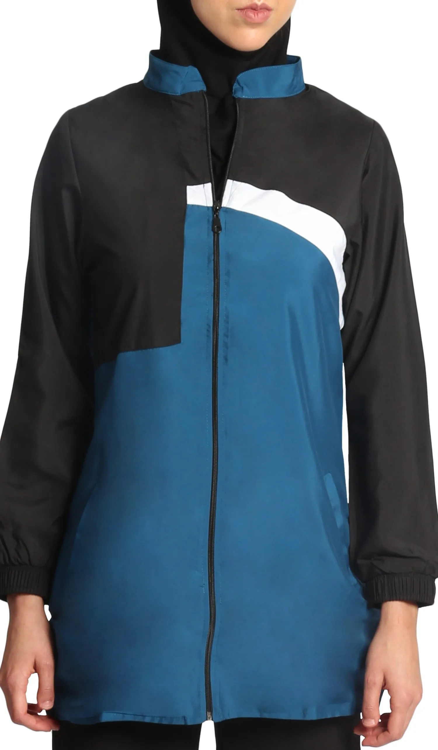 Elian Long Modest Sport Jacket - Blue/Black - FINAL SALE