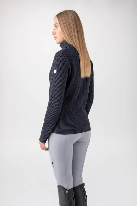 Equiline - Nicole - Women's Warm Tech-Cotton Blend Sweater - Blue - FW24