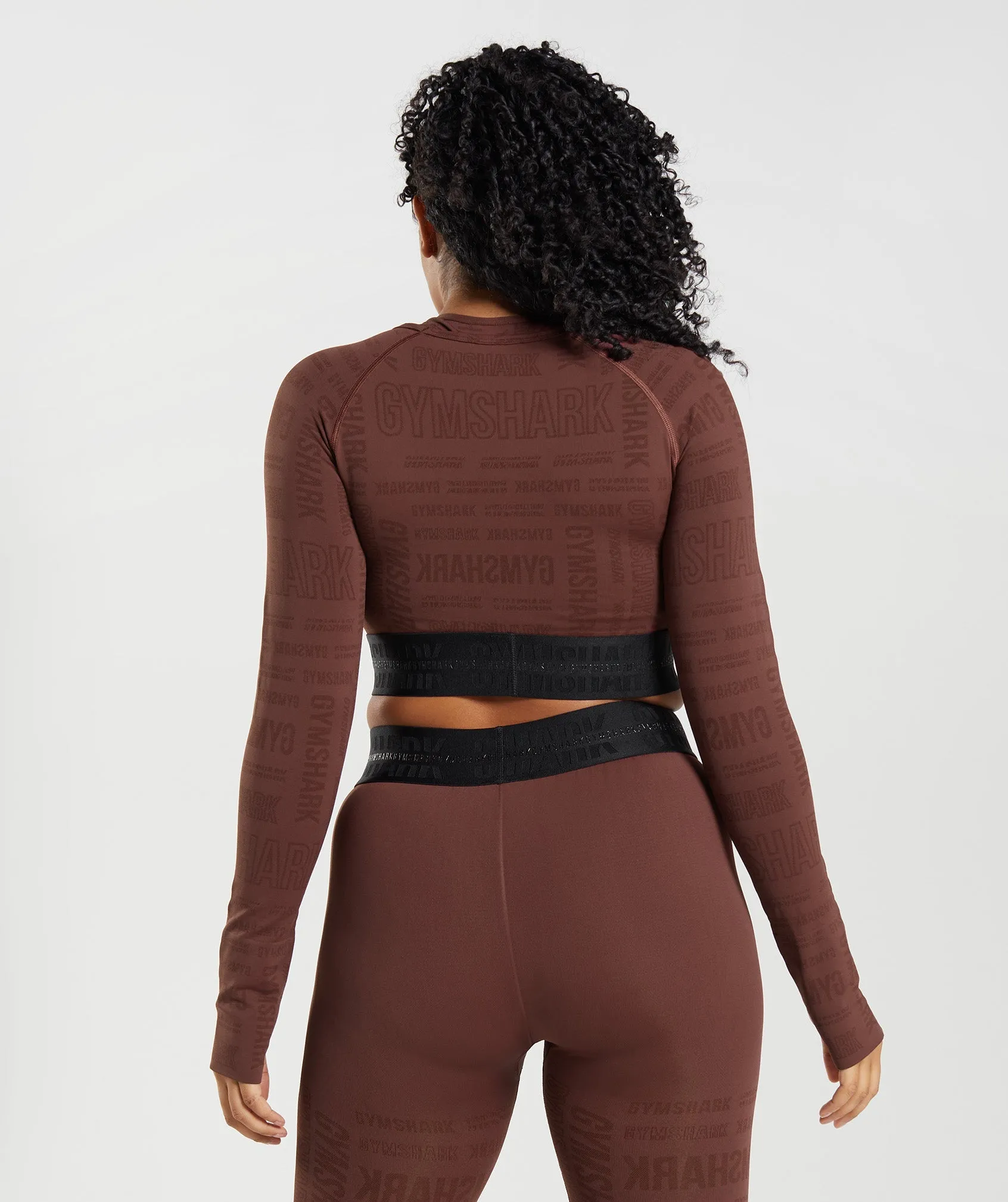 Gymshark Vision Long Sleeve Crop Top - Cherry Brown