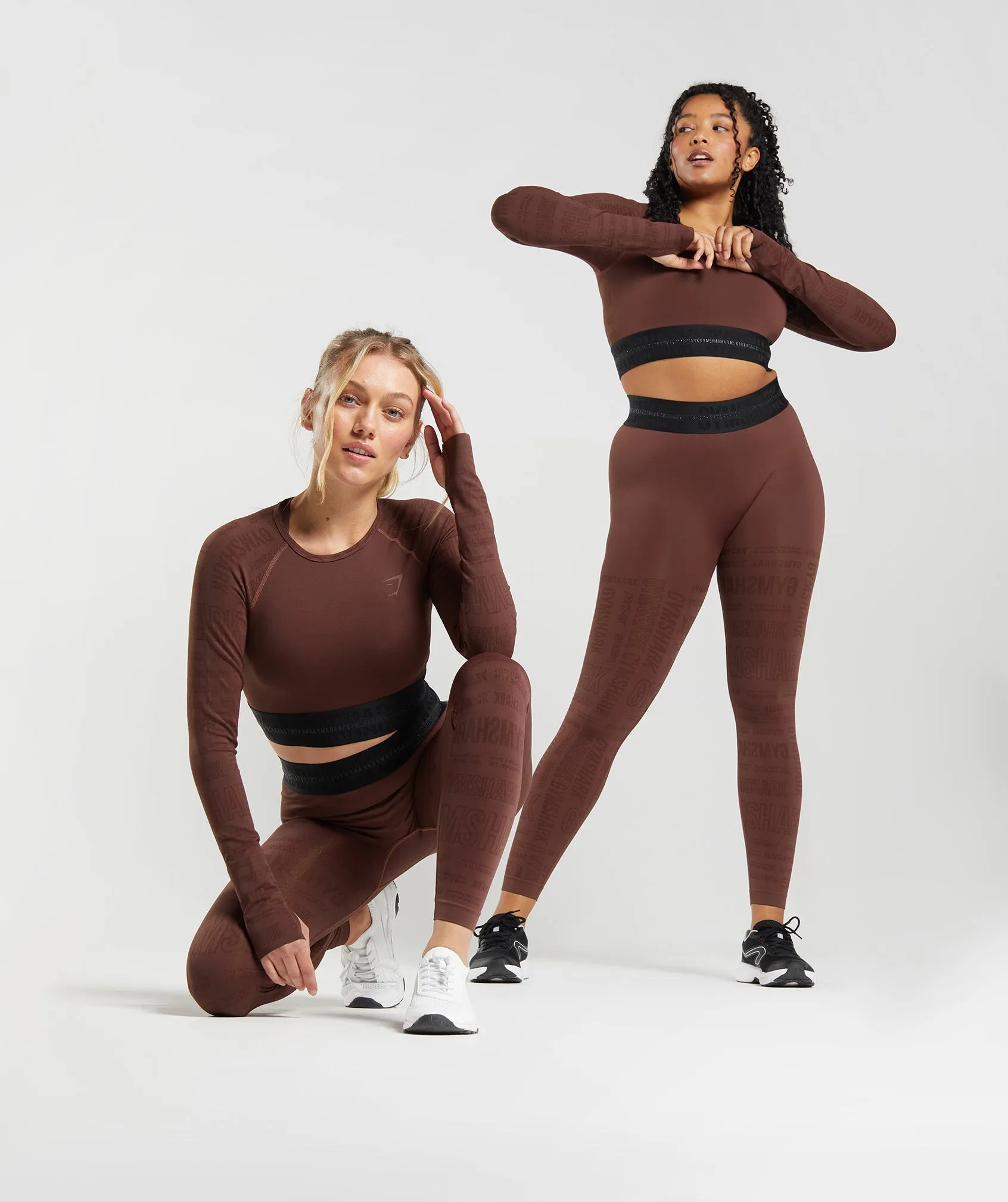 Gymshark Vision Long Sleeve Crop Top - Cherry Brown