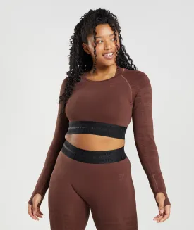 Gymshark Vision Long Sleeve Crop Top - Cherry Brown