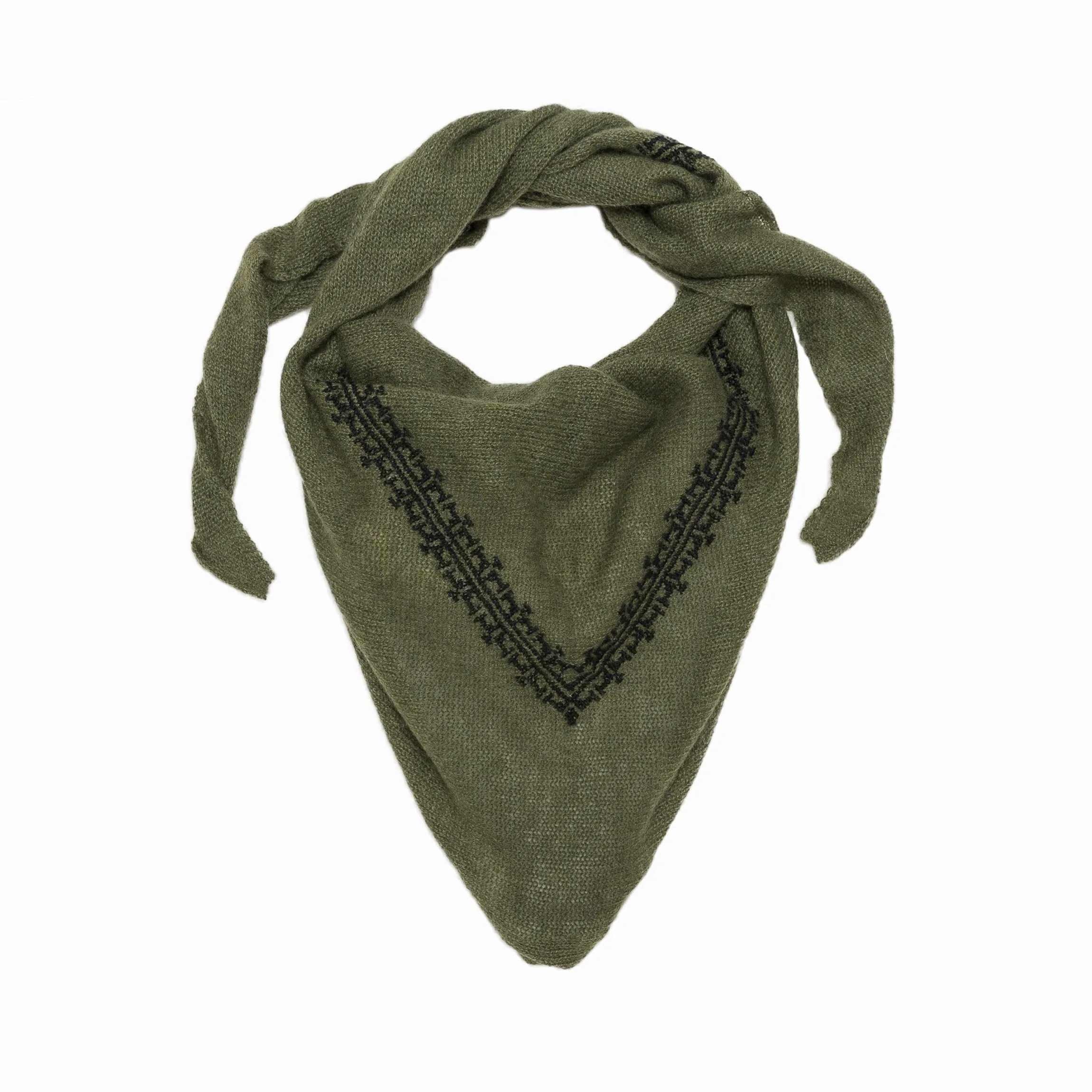 KHAKI CASHMERE TRIANGLE SCARF | IBRAHIM