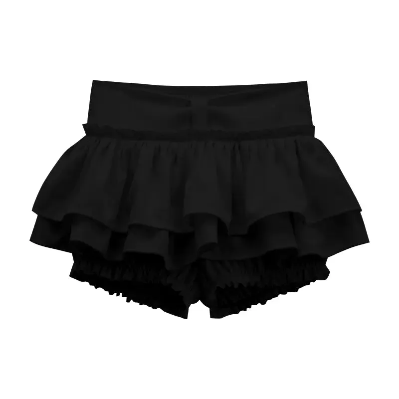 Kiki Coquette Balletcore Ruffle Black & White Bloomers Shorts