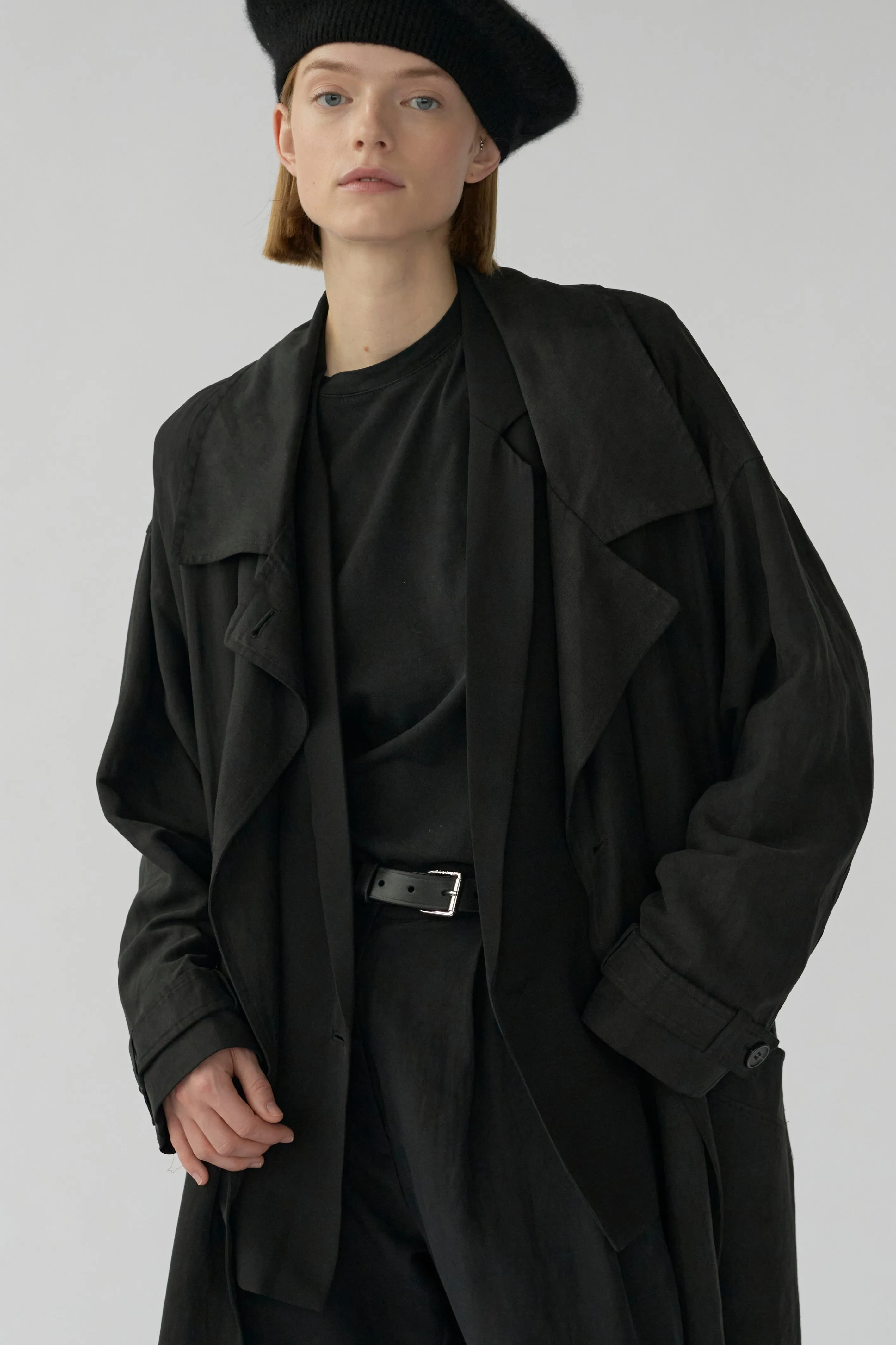 LAUREN COAT - BLACK - SILK/LINEN