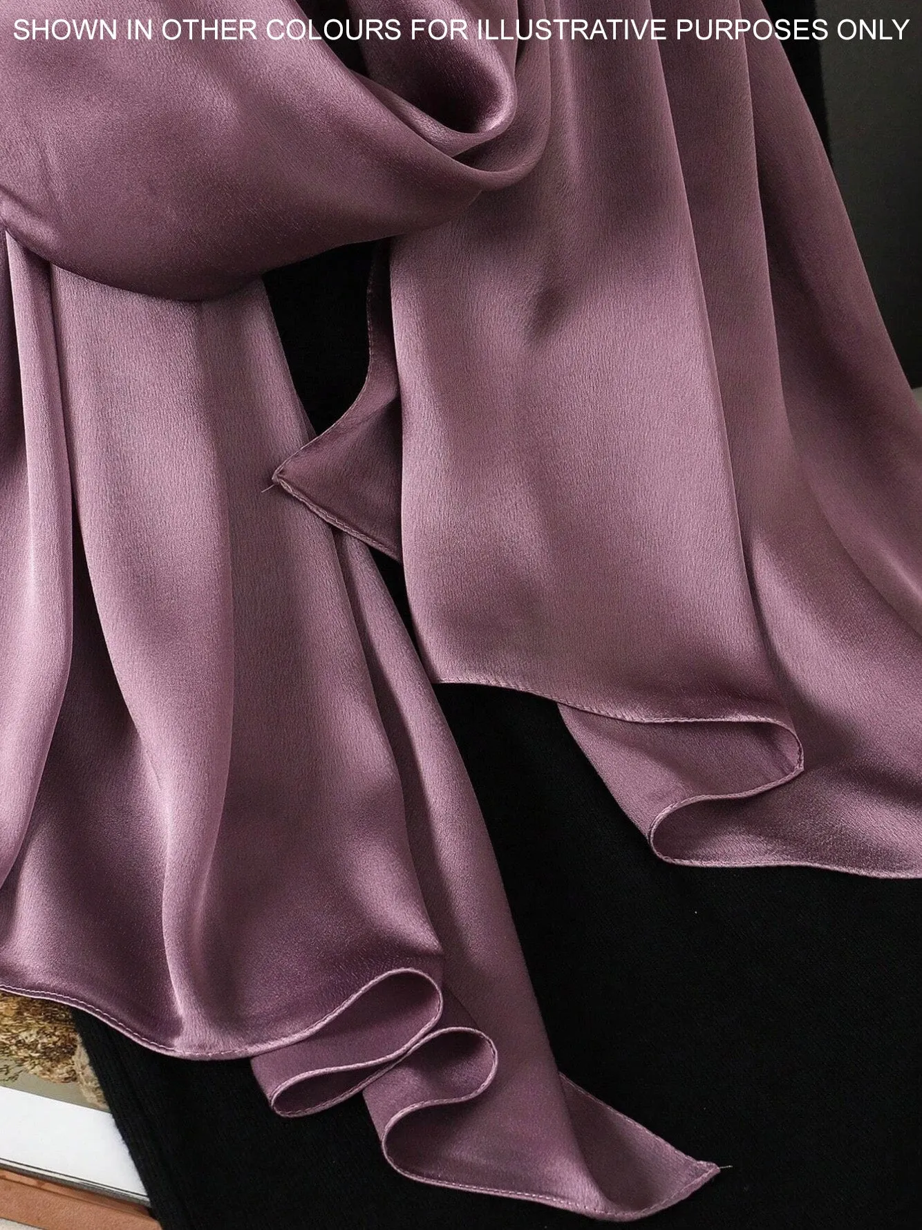 LONG PLAIN ROSEWOOD SATIN SCARF SHAWL WRAP