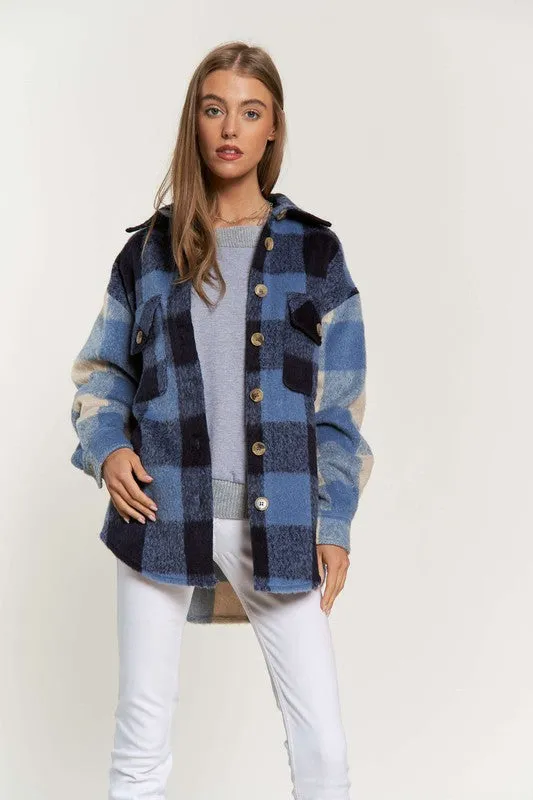 Mary Jane Plaid Contrast Shacket