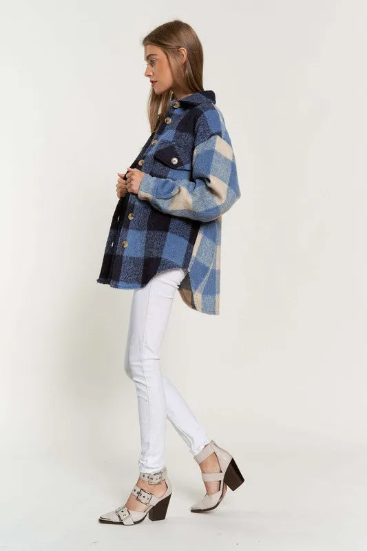 Mary Jane Plaid Contrast Shacket