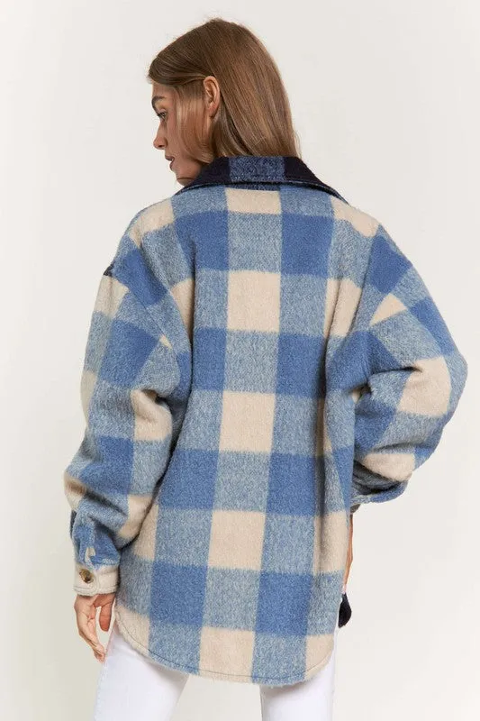 Mary Jane Plaid Contrast Shacket