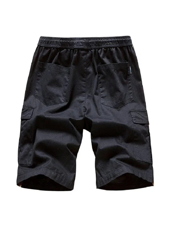 Men's Elastic Waist Drawstring Cargo Shorts