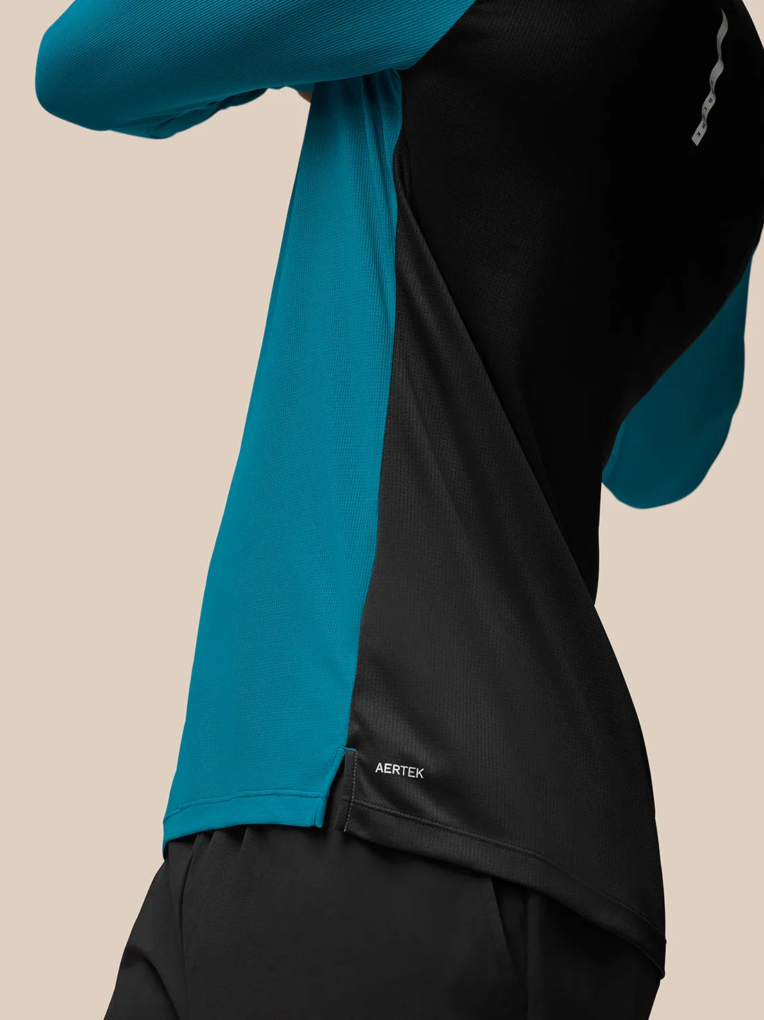 Men's Flow Long Sleeve Breathable Quarter Zip Top - Dark Aqua