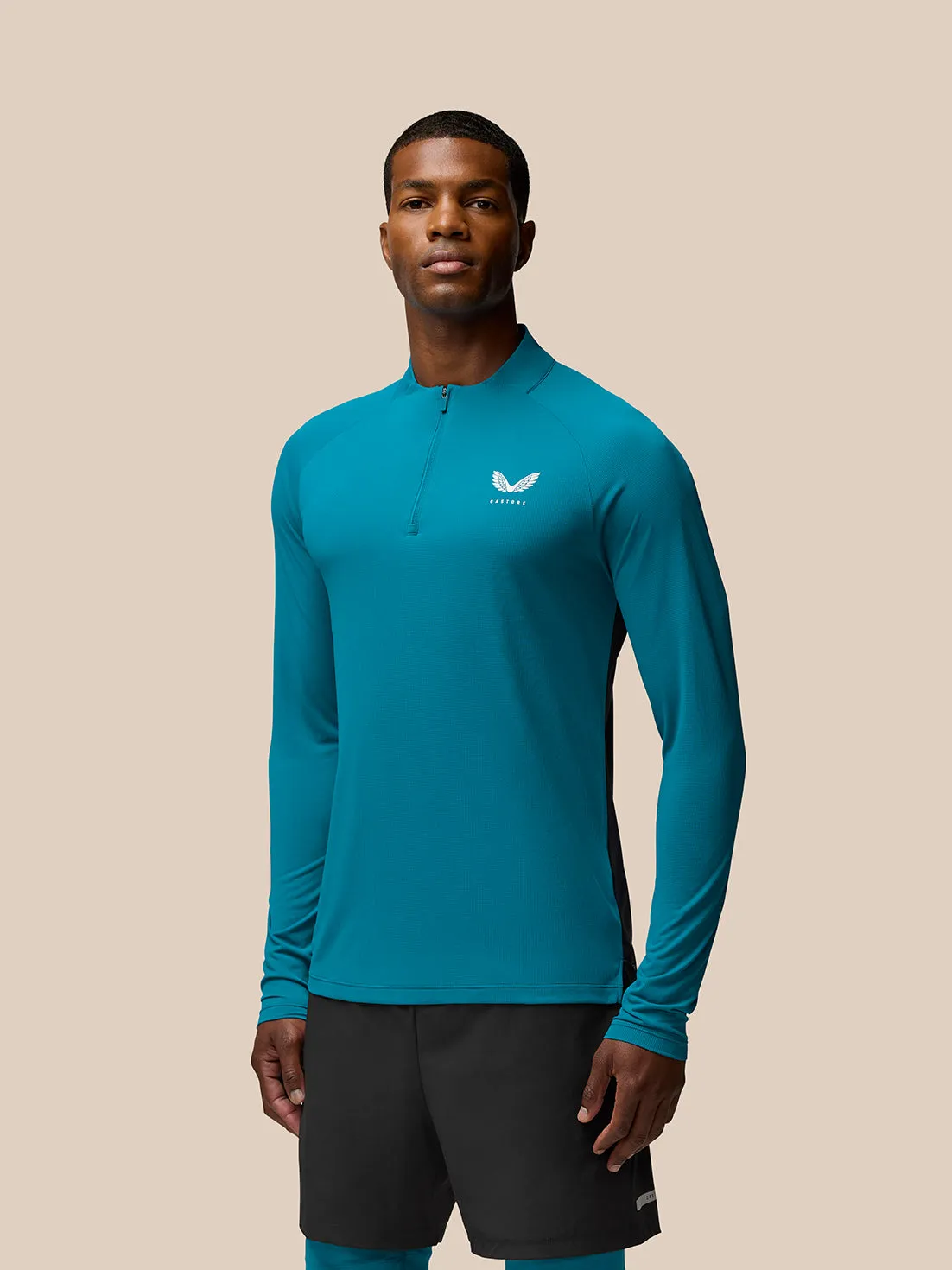 Men's Flow Long Sleeve Breathable Quarter Zip Top - Dark Aqua