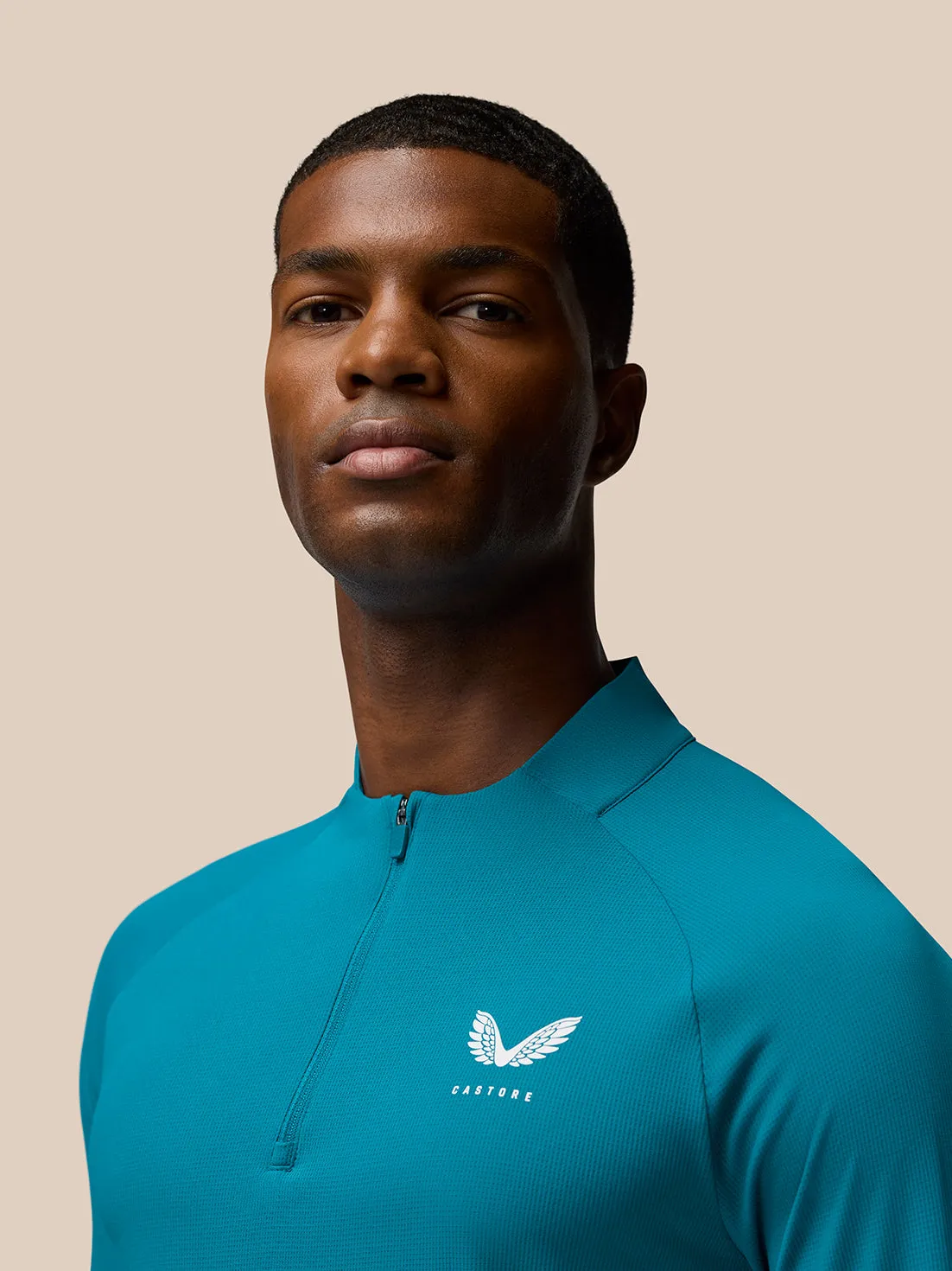 Men's Flow Long Sleeve Breathable Quarter Zip Top - Dark Aqua