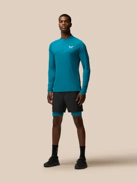 Men's Flow Long Sleeve Breathable Quarter Zip Top - Dark Aqua