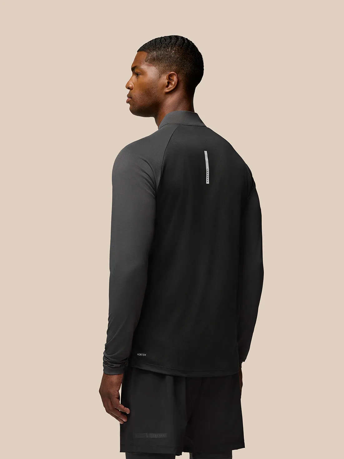 Men's Flow Long Sleeve Breathable Quarter Zip Top - Gunmetal Black