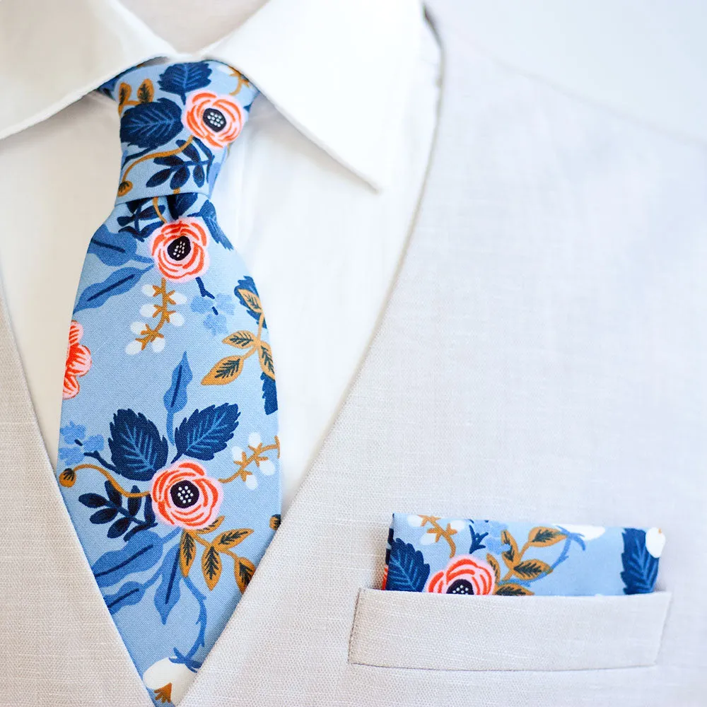 Men's Necktie / Birch Floral In Periwinkle