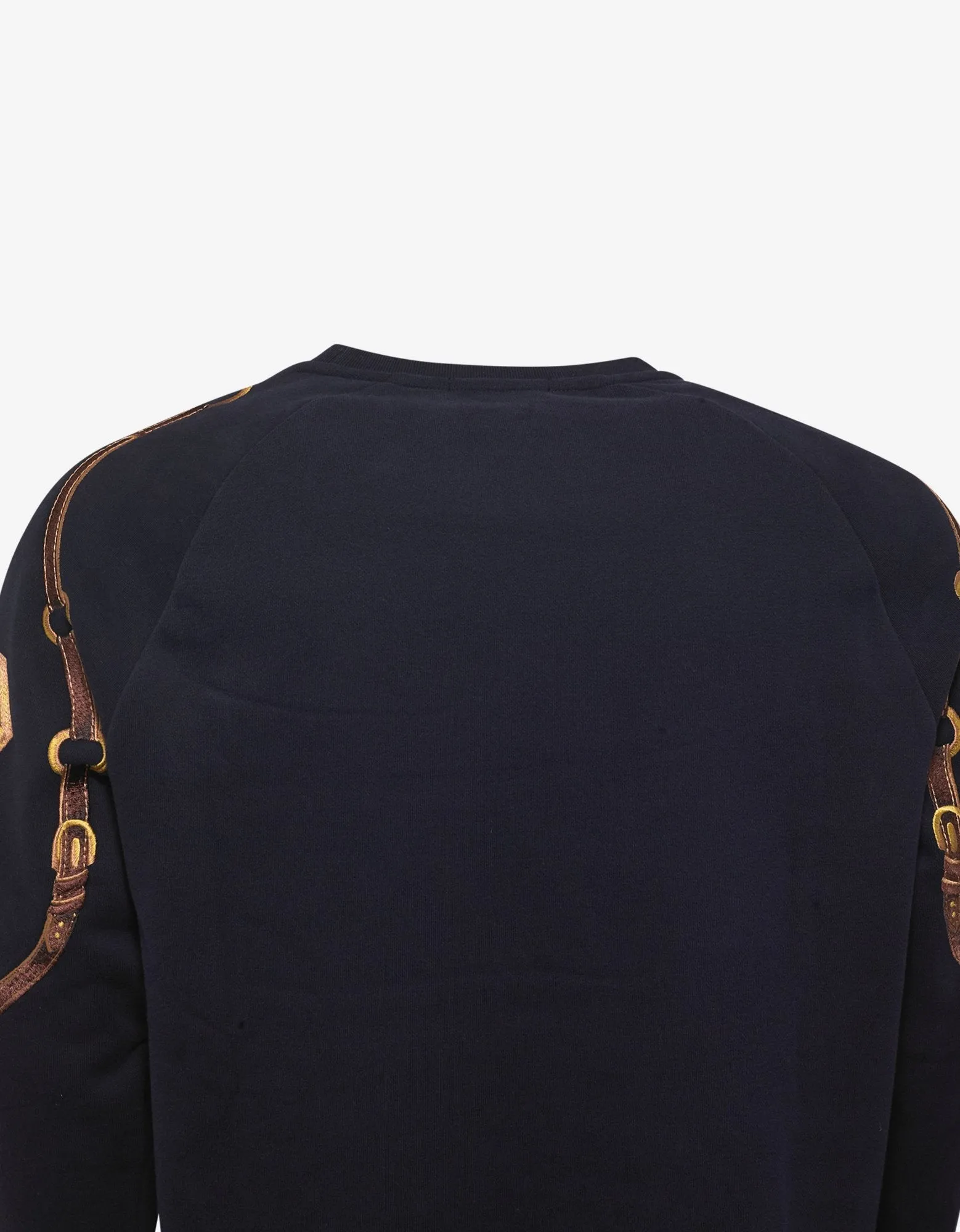 Navy Blue Silk Overlay Horse Graphic Sweatshirt