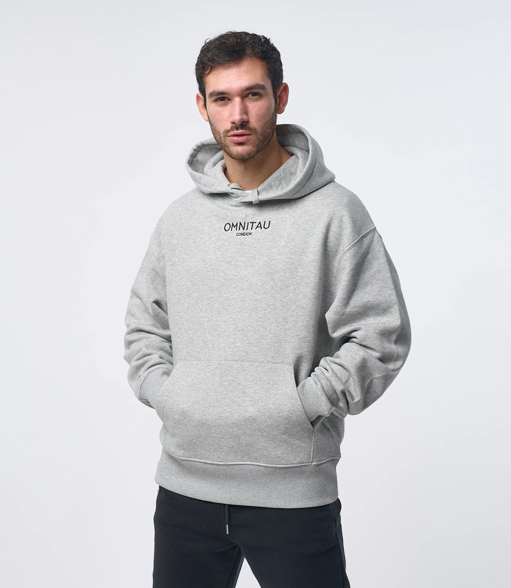 Omnitau Men's Oversized Organic Cotton Hoodie - Heather Grey