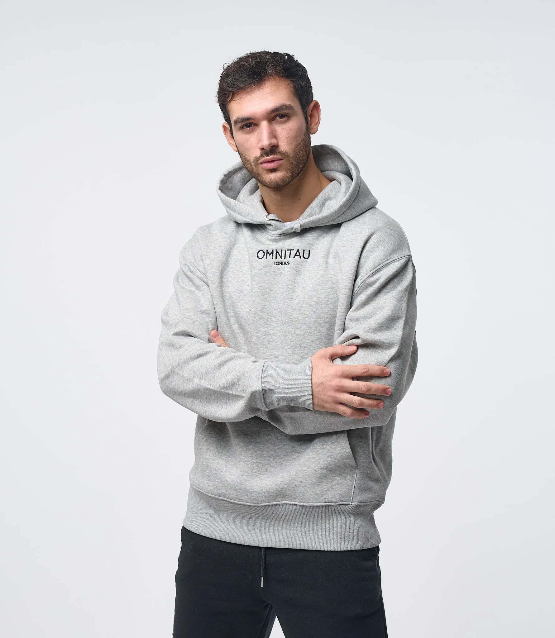 Omnitau Men's Oversized Organic Cotton Hoodie - Heather Grey