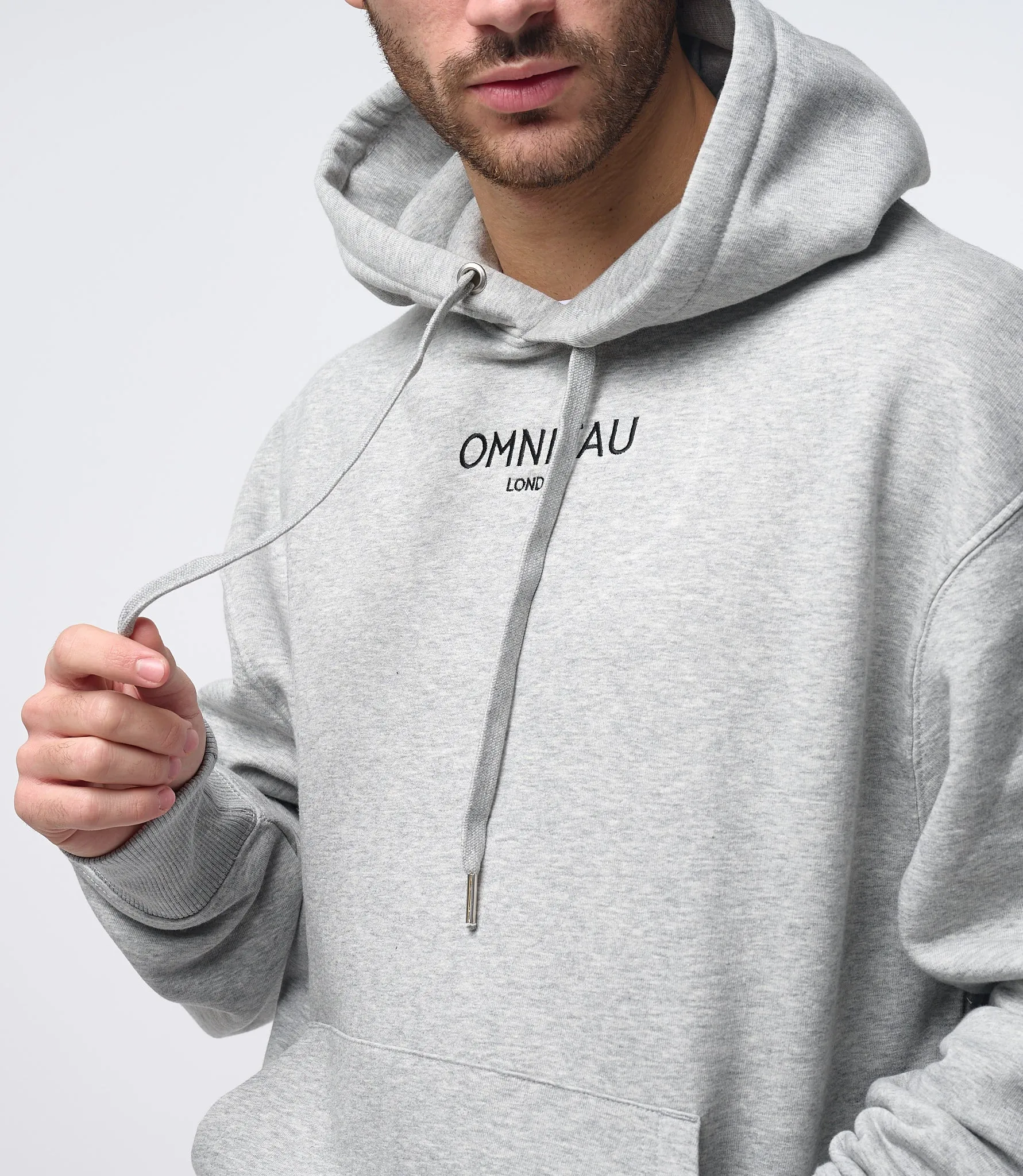 Omnitau Men's Oversized Organic Cotton Hoodie - Heather Grey