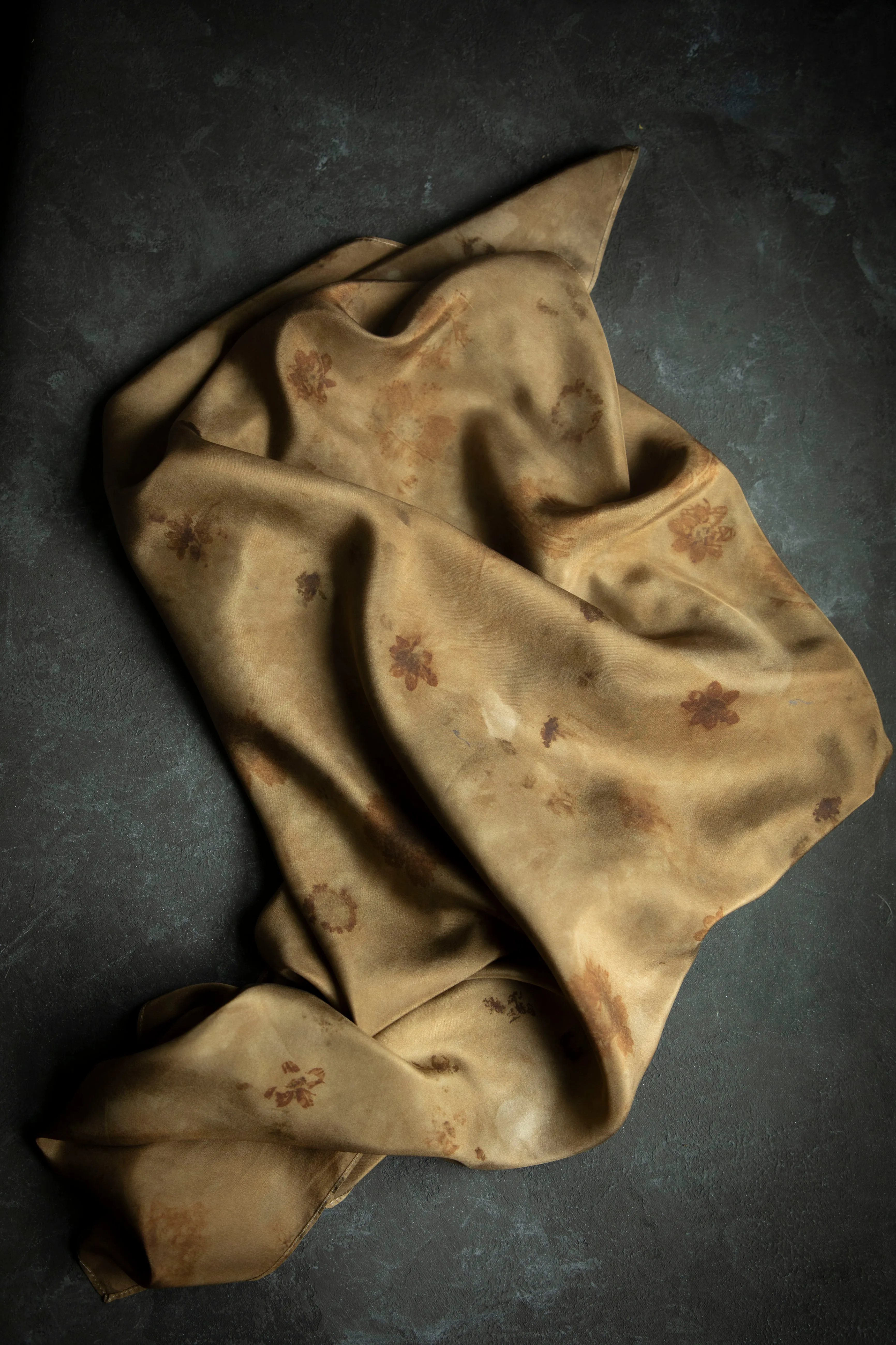 Original Eco-Print | Coreopsis Auburn  | 100% Silk Scarf | Multiple Sizes