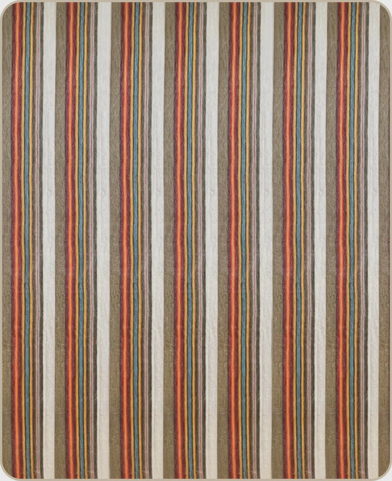 Pita - Baby Alpaca Wool Throw Blanket / Sofa Cover - Queen 97" x 67" - multi coloured thin stripes pattern