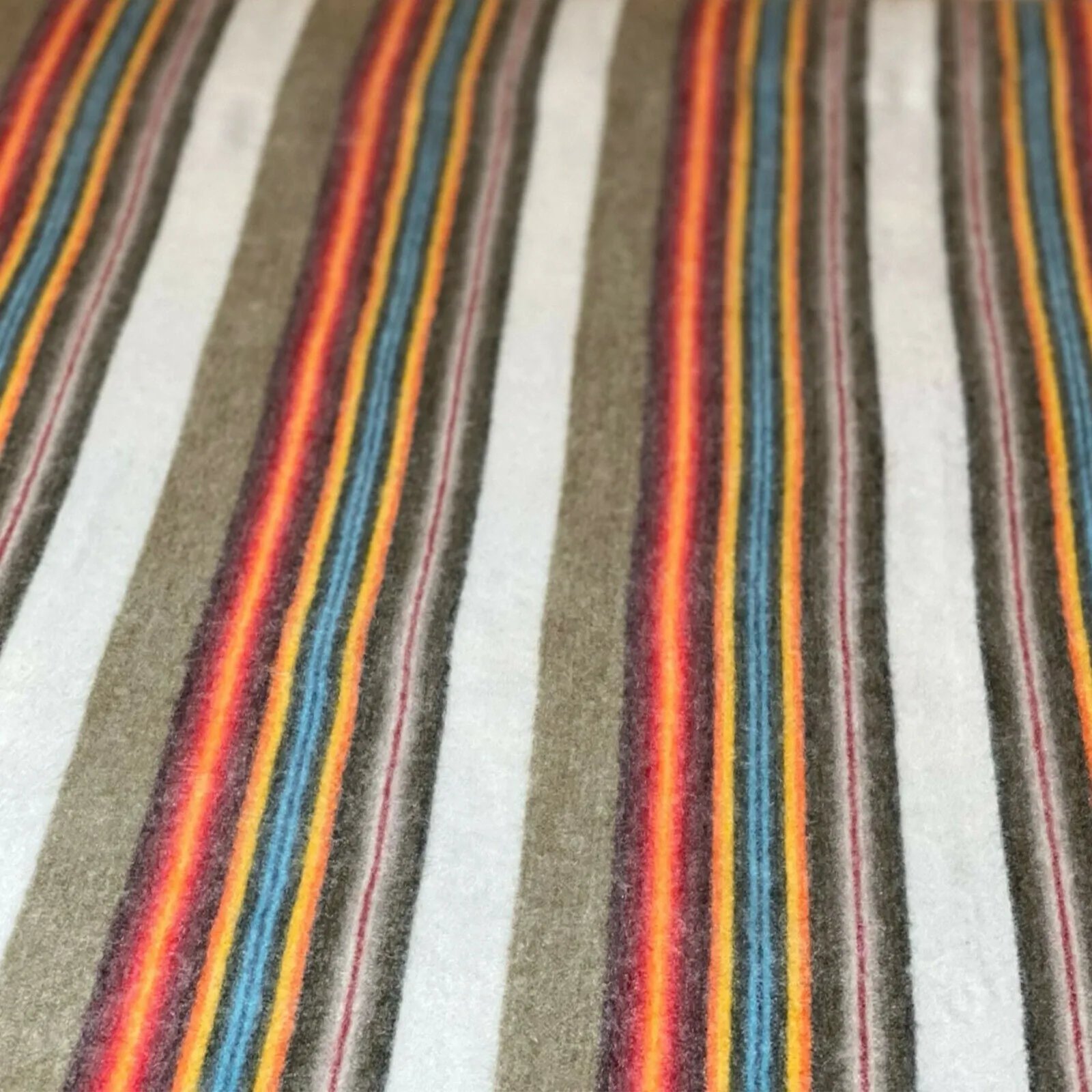 Pita - Baby Alpaca Wool Throw Blanket / Sofa Cover - Queen 97" x 67" - multi coloured thin stripes pattern