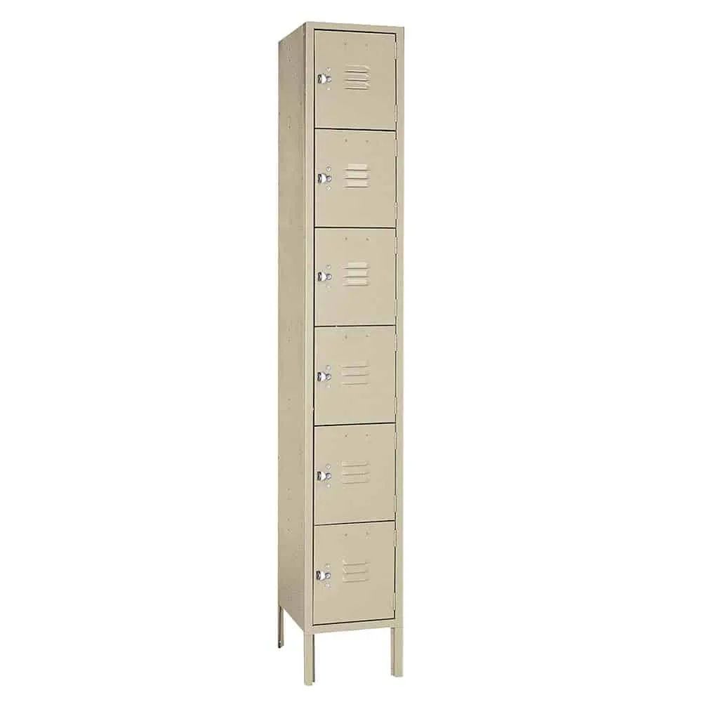 Six Tier 12"w x 12"d x 78"h Standard Metal Locker 1 Wide