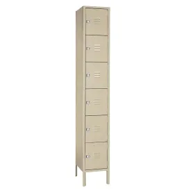 Six Tier 12"w x 12"d x 78"h Standard Metal Locker 1 Wide