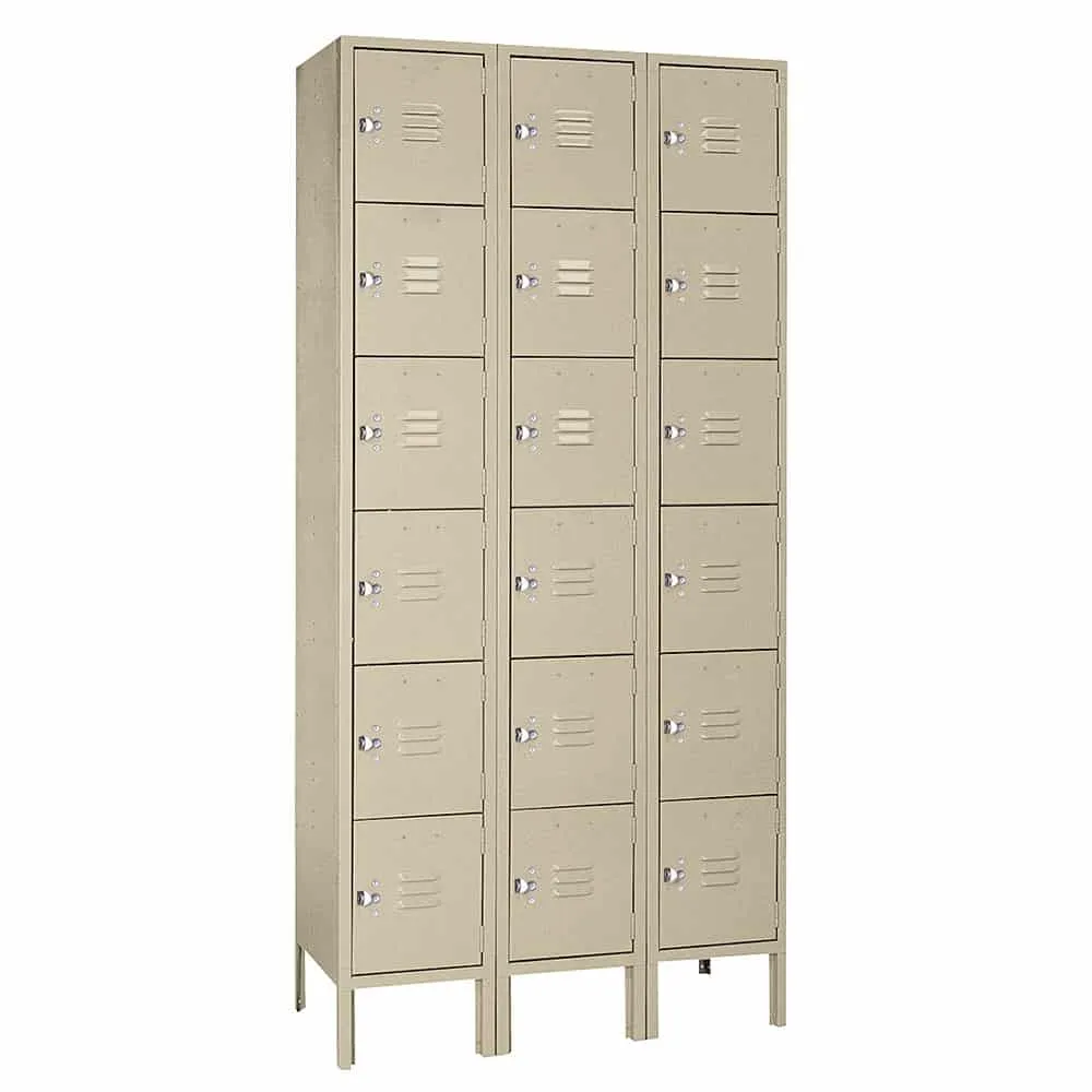 Six Tier 12"w x 18"d x 78"h Standard Metal Locker 3 Wide