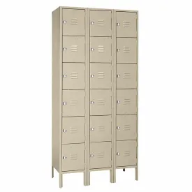 Six Tier 12"w x 18"d x 78"h Standard Metal Locker 3 Wide